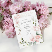 Blush roze en eucalyptus Floral Gradual Party Kaart