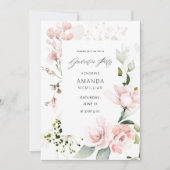 Blush roze en eucalyptus Floral Gradual Party Kaart (Voorkant)