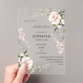 Blush Roze en Eucalyptus Floral Vrijgezellenfeest Acryl Uitnodigingen (Insitu (Draagbaar))