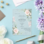 Blush Roze en Eucalyptus Floral Vrijgezellenfeest Acryl Uitnodigingen (Insitu (Huwelijk))