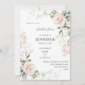 Blush Roze en Eucalyptus Floral Vrijgezellenfeest Kaart (Voorkant)