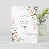 Blush Roze en Eucalyptus Floral Vrijgezellenfeest Kaart (Staand voorkant)