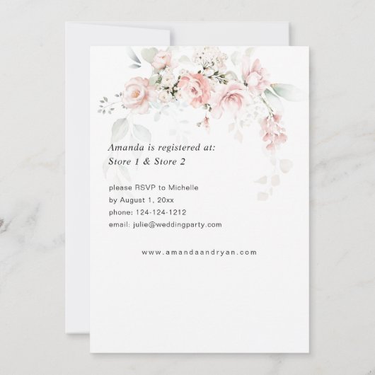 Blush Roze en Eucalyptus Floral Vrijgezellenfeest Kaart (Achterkant)