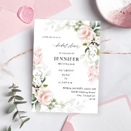 Blush Roze en Eucalyptus Floral Vrijgezellenfeest Kaart