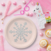 Blush roze en Faux Glitter Silver Snowflake Papieren Bordje (Feest)