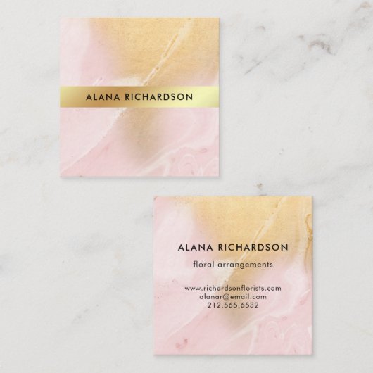 Blush roze en Faux Gold look Vierkante Visitekaartje (Voorkant / Achterkant)