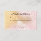 Blush Roze en Faux Gold Marble Gift Certificate (z Kortingskaartje (Achterkant)