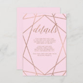 Blush roze en Faux Roos Gold | Details gastsysteem Informatiekaartje (Voorkant / Achterkant)