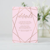 Blush roze en Faux Roos Gold | Details gastsysteem Informatiekaartje (Staand voorkant)