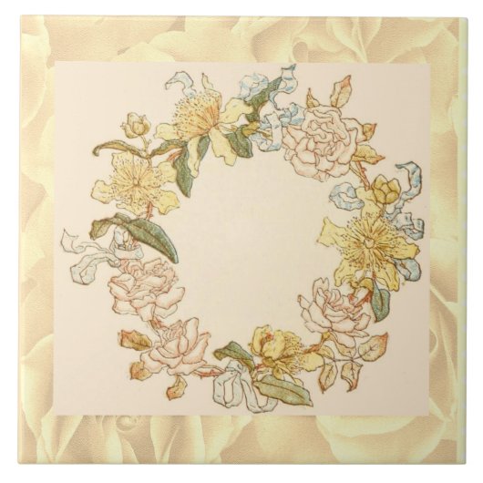  Blush roze en gele bloemen Tegeltje (Voorkant)