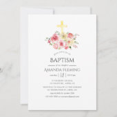 Blush Roze en gele Floral Baptism/Christening Kaart (Voorkant)