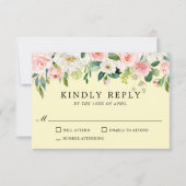 Blush roze en gele Waterverf Floral RSVP (Voorkant)