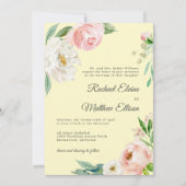 Blush roze en gele Waterverf Floral Weddenschap in Kaart (Voorkant)