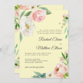 Blush roze en gele Waterverf Floral Weddenschap in Kaart (Voorkant / Achterkant)