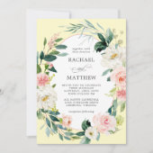 Blush roze en gele Waterverf Floral Wedding Kaart (Voorkant)