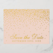 Blush roze en glam Confetti Save the Date Real Folie Uitnodiging Briefkaart (Voorkant)