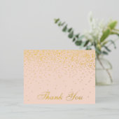 Blush roze en Glam Confetti Weddenschap Echt bedan Folie Uitnodiging Briefkaart (Staand Voorkant)