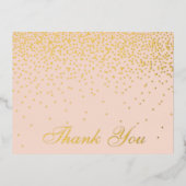 Blush roze en Glam Confetti Weddenschap Echt bedan Folie Uitnodiging Briefkaart (Voorkant)