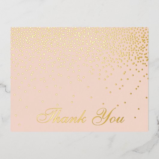Blush roze en Glam Confetti Weddenschap Echt bedan Folie Uitnodiging Briefkaart (Voorkant)