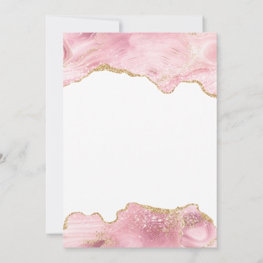 Blush roze en Gold Agate 100th Birthday Kaart (Achterkant)