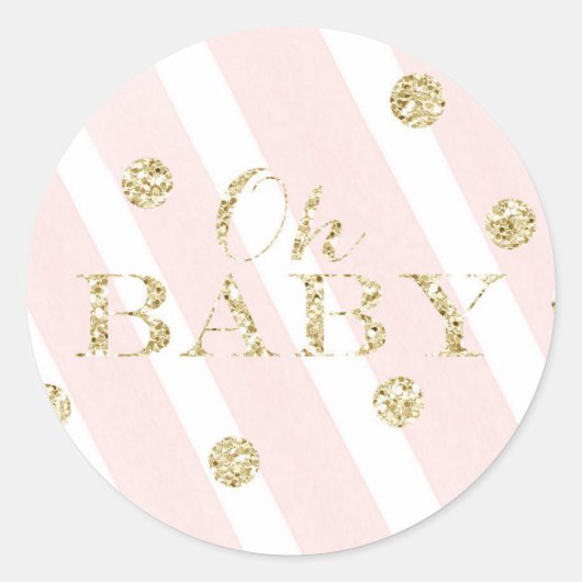Blush Roze en Gold Baby shower | O Baby Ronde Sticker (Voorkant)
