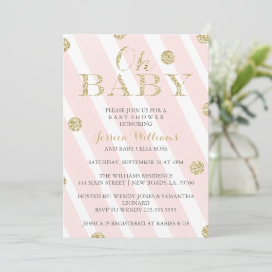 Blush roze en Gold Baby Shower-uitvindingen Kaart (Staand voorkant)