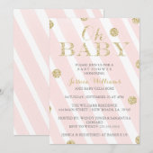 Blush roze en Gold Baby Shower-uitvindingen Kaart (Voorkant / Achterkant)