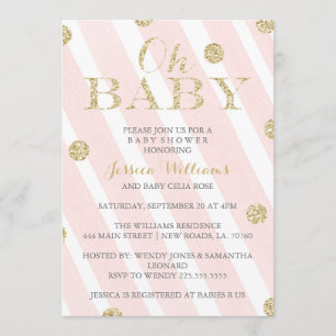 Blush roze en Gold Baby Shower-uitvindingen Kaart