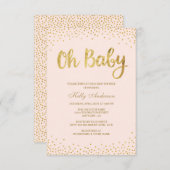 Blush roze en Gold Baby Shower-uitvindingen Kaart (Voorkant / Achterkant)