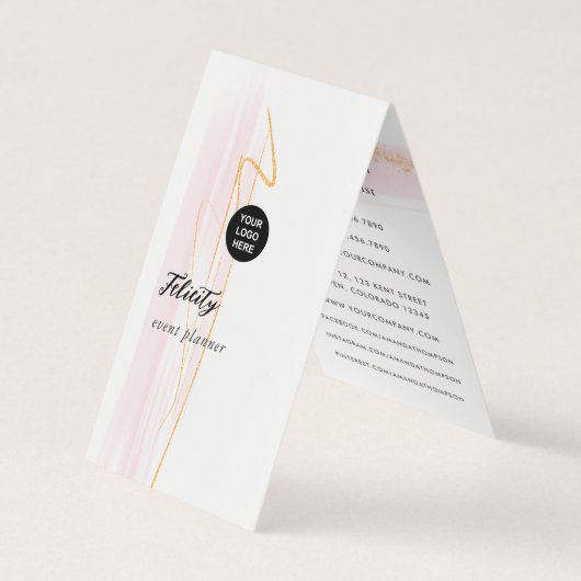 Blush roze en Gold Bruskes Visitekaartje (Voorkant)