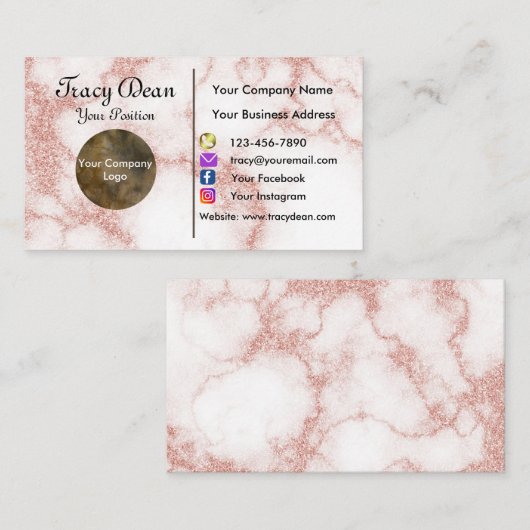 Blush roze en Gold Custom Professional Modern Visitekaartje (Voorkant / Achterkant)