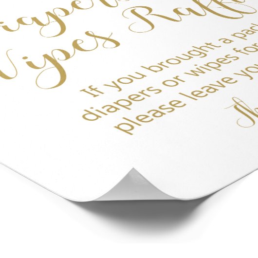 Blush Roze en Gold Diaper en Wipes Raffle Sign Poster (Hoek)