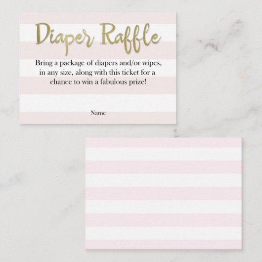Blush roze en Gold Diaper kaarten (Voorkant / Achterkant)