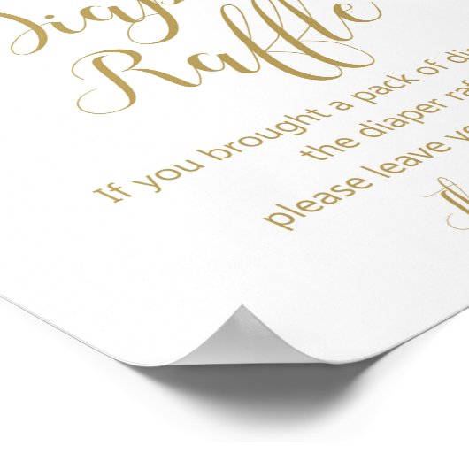 Blush roze en Gold Diaper Raffle Sign Poster (Hoek)