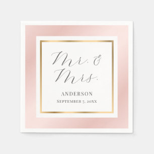 Blush roze en Gold Elegant modern Script Wedding Servet