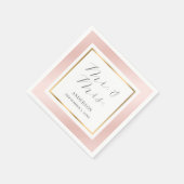 Blush roze en Gold Elegant modern Script Wedding Servet (Hoek)