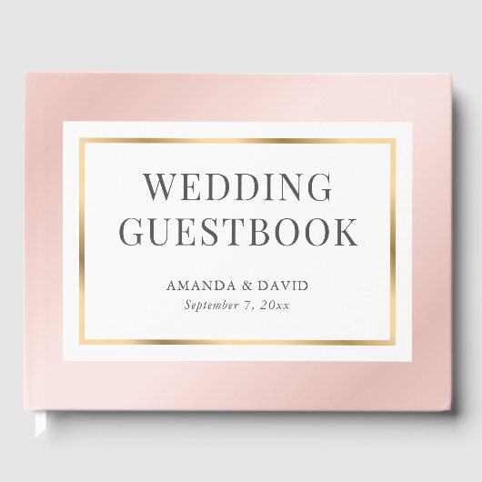 Blush roze en Gold Elegant Simple Modern Wedding Gastenboek (Voorkant)