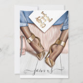 Blush roze en Gold Fashionista Bachelorette Invit Kaart (Voorkant)