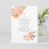 Blush roze en Gold Floral bevestiging Kaart (Staand voorkant)