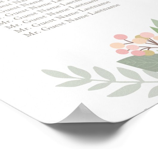 Blush roze en Gold Floral Boho Wedding Seating Sea Poster (Hoek)