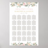 Blush roze en Gold Floral Boho Wedding Seating Sea Poster (Voorkant)