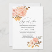 Blush roze en Gold Floral Sip en See Party Kaart (Voorkant)