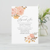 Blush roze en Gold Floral Sip en See Party Kaart (Staand voorkant)