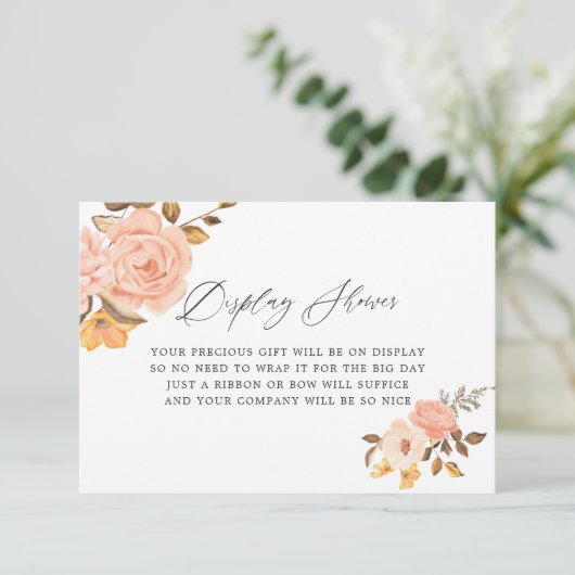 Blush roze en Gold Floral Vrijgezellenfeest displa Informatiekaartje (Staand voorkant)