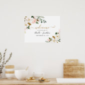 Blush roze en Gold Floral Weddenschap Welkomstteke Poster (Keuken)