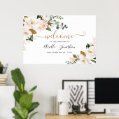 Blush roze en Gold Floral XL Weddenschap Welkomstt Poster (Thuiskantoor)