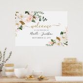 Blush roze en Gold Floral XL Weddenschap Welkomstt Poster (Keuken)