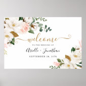 Blush roze en Gold Floral XL Weddenschap Welkomstt Poster (Voorkant)