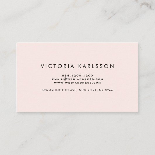Blush roze en Gold Foil Bruske Stroke Visitekaartje (Achterkant)