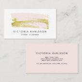 Blush roze en Gold Foil Bruske Stroke Visitekaartje (Voorkant / Achterkant)